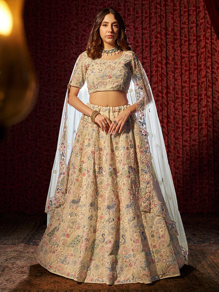 Angelic White Georgette Heavy Embroidered Bridal Lehenga Choli - women's fashion mart