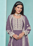 Traditional Lavender Embroidered  Anarkali Palazzo Suit - women's fashion mart