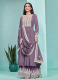 Traditional Lavender Embroidered  Anarkali Palazzo Suit - women's fashion mart