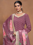 Designer Lavender  Embroidered Silk Sharara  Suit - women's fashion mart