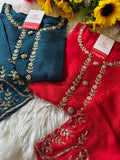 Red embroidered kurta Bottom  with dupatta  women's fashion mart