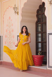 Stunning Sequins Multi Tread Beads Embroidered Work Women Gown