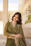 Stunning Designer Embroidered Work Gown With Dupatta Set - women's fashion mart