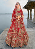 Crimson Red Heavy Embroidered Designer Lehenga