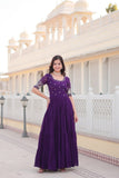 Embroidered Sequins Work Designer Women Gown - women's fashion mart