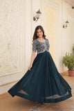 Designer Embroidery Zari Sequins Work Gown Set