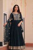 Embroidered Zari Sequins Work Festival Special Gown With Dupatta