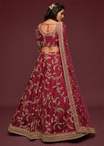 Persian Maroon Georgette Embroidered Lehenga With Net Dupatta