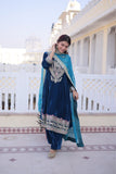 Designer Velvet Kurta Suit With Rich Zari And Thread Embroidery