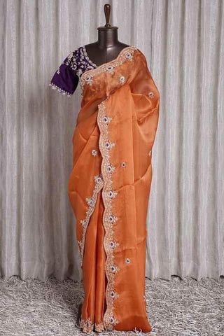 Silk Organza Saree Elegant Indian Wear for Women -Organza Saree Default Title women's fashion mart