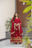 Luxury Faux Blooming Zari And Sequin Embroidered Designer Gown With Dupatta