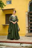 Beautiful Multi Tread Designer Special Wedding And Festive Gown With Dupatta Set