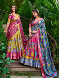 Kalamkari printed lehenga choli dupatta set -Lehenga Choli Pink / Semi Stitched women's fashion mart