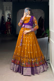 Kalamkari Printed Poly Cotton Zari Weaving Work Designer Gown
