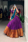 Beautiful Narayan Pet Cotton Zari Weaving Work Lehenga Choli