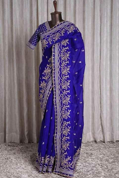 Faux Georgette Aari work saree -Georgette Saree Default Title women's fashion mart