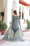 Designer Fendi Silk Kurti Sharara Set With Coding Sequins Embroidery