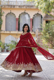Elegance Luxury Designer Embroidered Work Gown With Dupatta Set