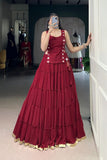 14 Meter Full Gher Navratri Showstopper Lehenga Choli With Mirror Koti