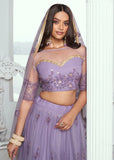 Fabulous Lavender Net Embroidered Wedding Lehenga Choli - women's fashion mart