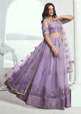 Fabulous Lavender Net Embroidered Wedding Lehenga Choli - women's fashion mart