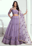 Fabulous Lavender Net Embroidered Wedding Lehenga Choli - women's fashion mart