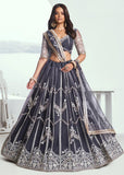 Heartwarming Dark Grey Embroidered Wedding  Lehenga Choli - women's fashion mart