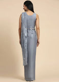 Shuttle Gray Fancy Organza Ready To Wear Saree - women's fashion mart