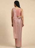 Rose Brown Fancy Organza Sequins Embroidered Ready To Wear Saree - women's fashion mart