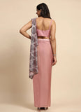 Rose Pink Organza Silk Sequins Embroidered Ready To Wear Saree - women's fashion mart