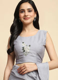 Spun Pearl Imported Chiffon Ready To Wear Saree With Floral Cape - women's fashion mart