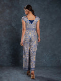 Designer Navy Blue Printed Jumpsuit - women's fashion mart