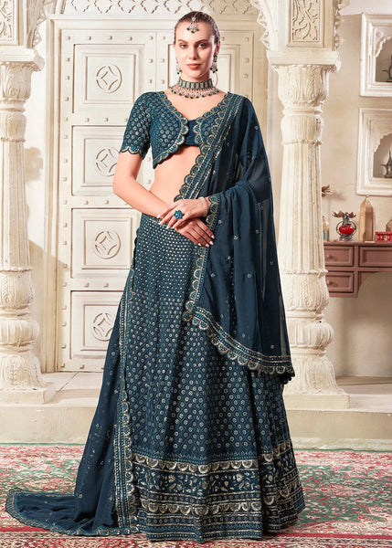 Exquisite and Luxurious Navy Blue Wedding Style Lehenga Choli - women's fashion mart
