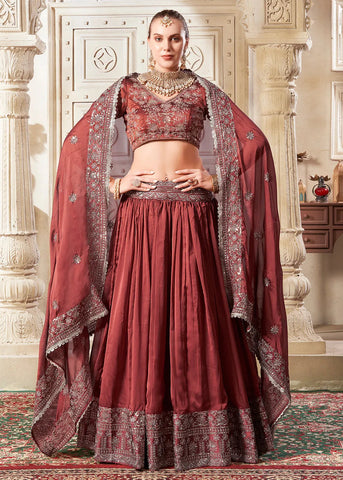 Enchanting and Designer Rusty Brown Wedding Style Lehenga Choli - women's fashion mart