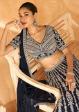 Bridesmaids Designer Navy Blue Embroidered Lehenga Choli - women's fashion mart