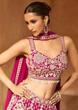 Fabulous Rani Pink Embroidered Bridal Lehenga Choli - women's fashion mart