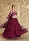 Enchanting Jacket Style Maroon Embroidered Lehenga Choli - women's fashion mart