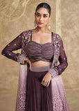 Glorious Jacket Style Magenta Embroidered Lehenga Choli - women's fashion mart
