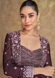 Glorious Jacket Style Magenta Embroidered Lehenga Choli - women's fashion mart
