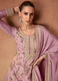 Glowing Mauve Chinon Palazzo Suit - women's fashion mart