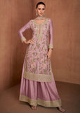 Glowing Mauve Chinon Palazzo Suit - women's fashion mart