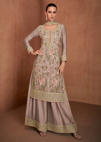 Marvelous Beige Chinon Palazzo Suit - women's fashion mart