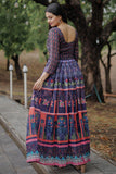 Purple Chanderi Digital Printed Readymade Gown.