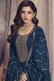 Nidhi Shah Alluring Art Silk Fabric Blue Color Party Look Anarkali Suit.