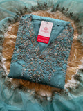 Sky blue Handwork kurta Pant  with dupatta  women's fashion mart