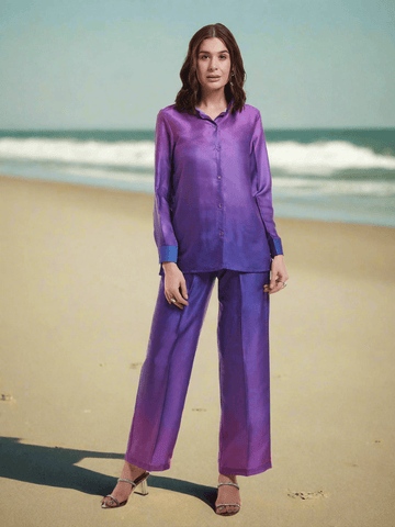 Multi color modal satin readymade pant style co-ords - women's fashion mart