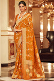 Mustard Color Fantastic Chiffon Bandhej Style Saree.
