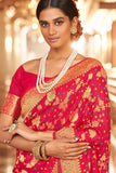 Appealing Chiffon Bandhej Style Saree In Pink Color.