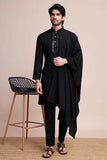 Black Designer Kurta Set with Mirror Work for Men  women's fashion mart