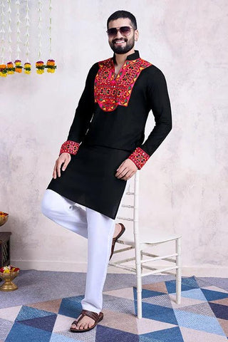 Black Navratri Special Men's Wear Kurta Collection  women's fashion mart
